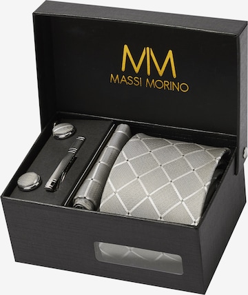 Massi Morino 5-in-1 Krawatten-Set, Krawattenbreite 8 cm in Grau: Vorderseite