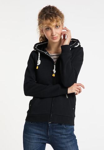 Schmuddelwedda Zip-Up Hoodie in Black: front