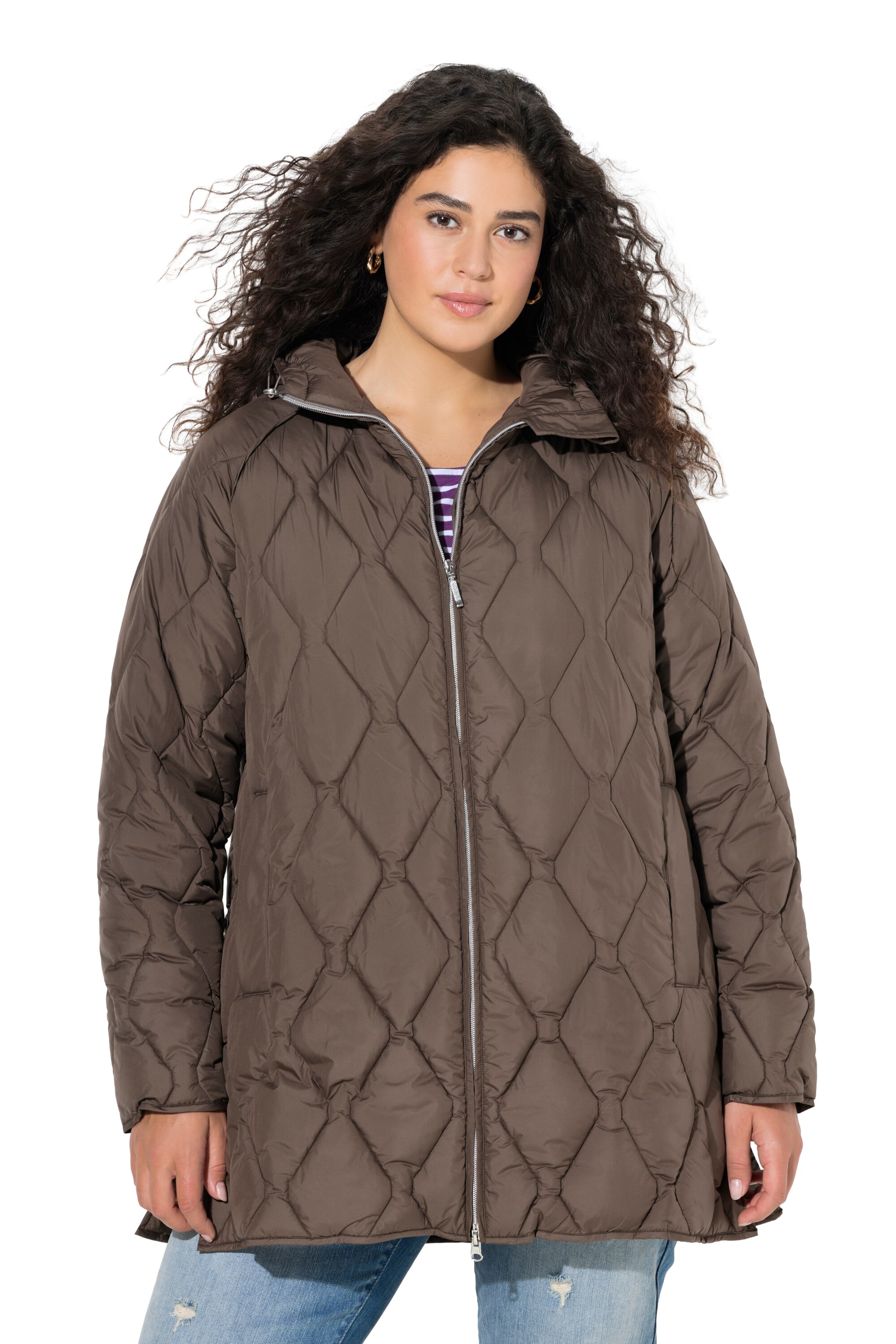 Ulla Popken Winterjas in Bruin: voorkant