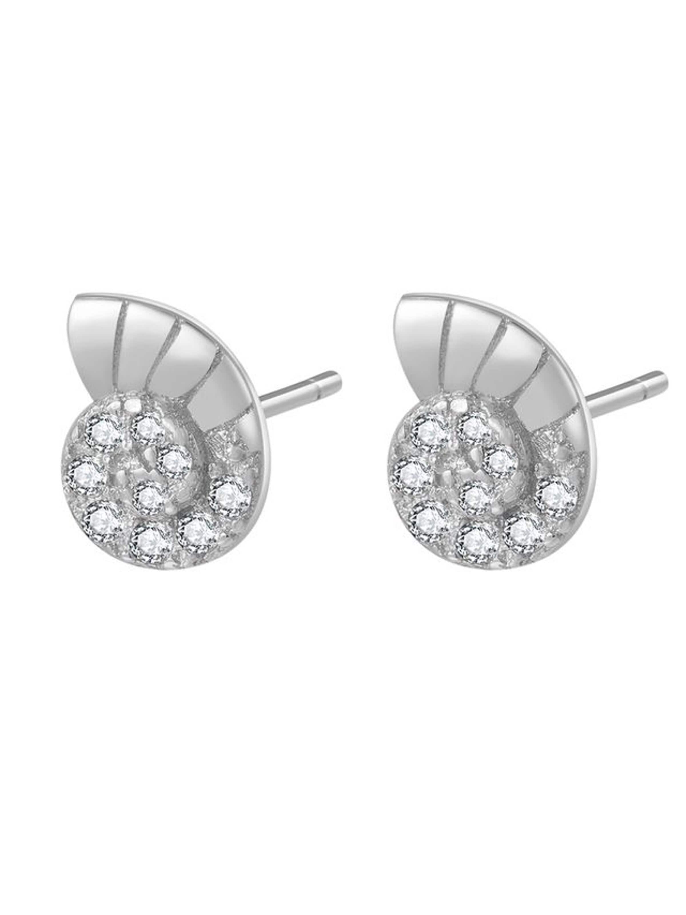 Hey Happiness Earrings 'Nautilus Shine' in Silver: front