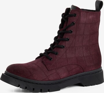 Tamaris - Botines con cordones en lila: frente