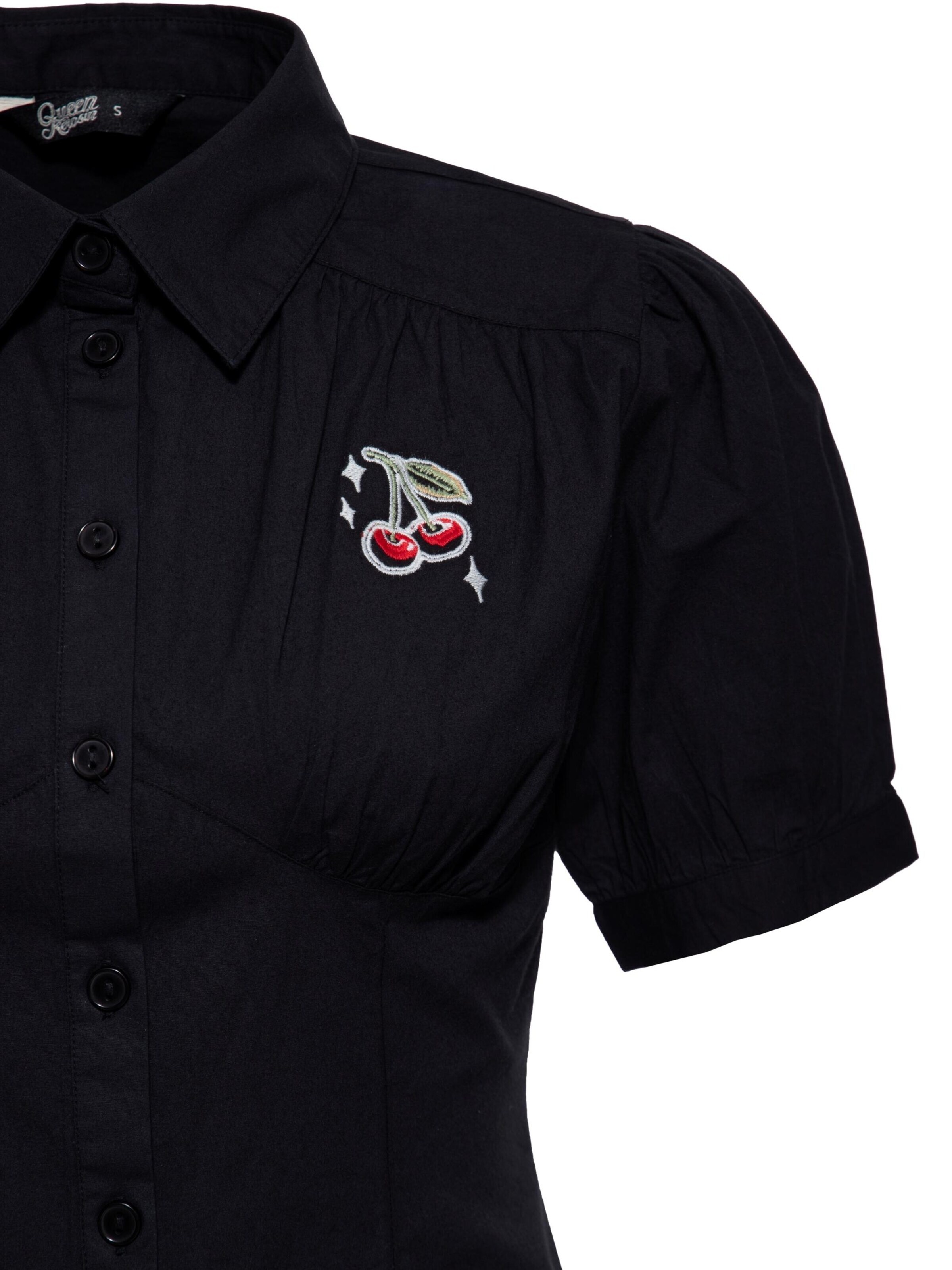Queen Kerosin Bluse 'Cherry'‌‌‌‌‌ in Schwarz
