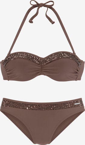 BRUNO BANANI Bandeau Bikini in Brown: front