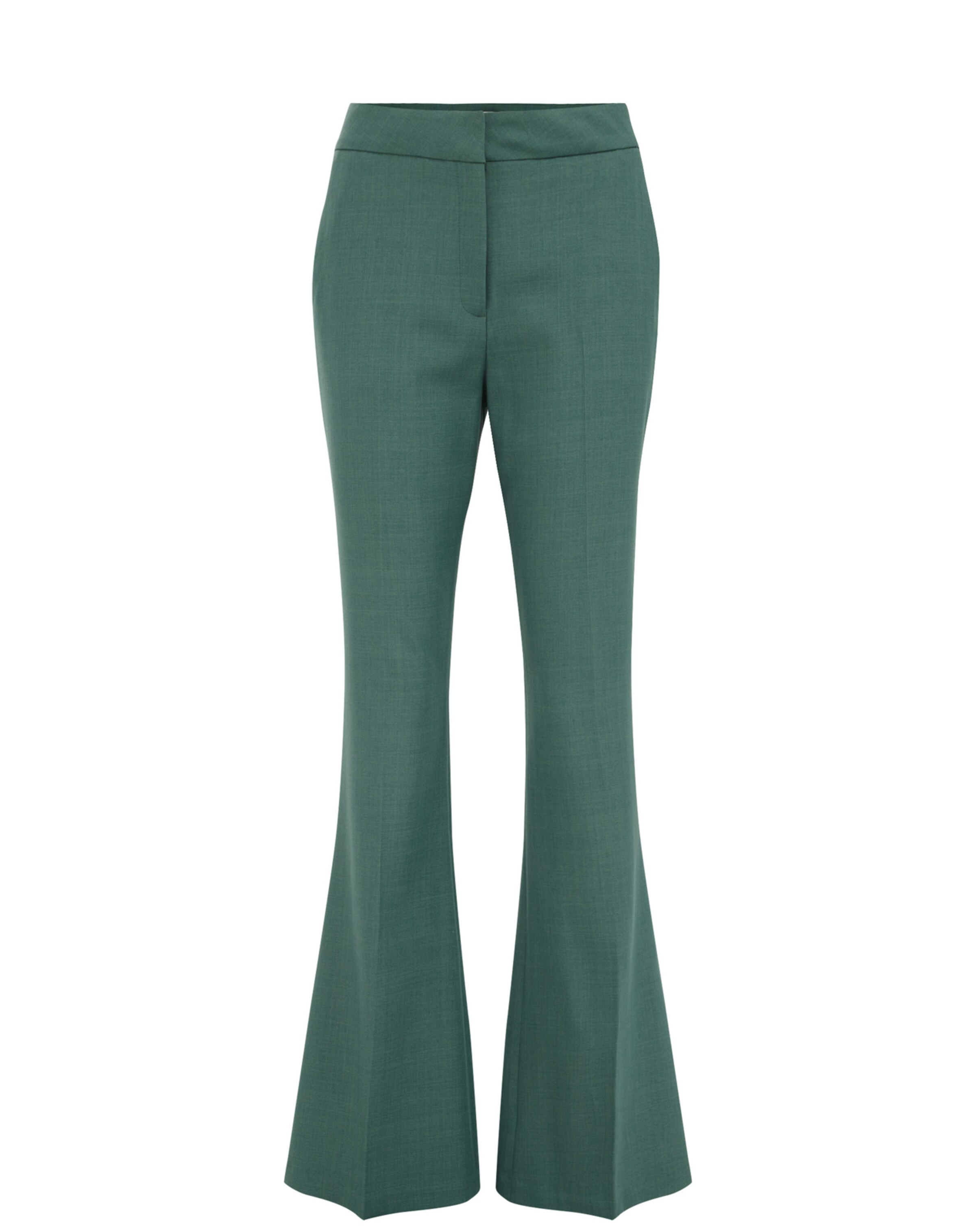 WE Fashion Flared Trousers with creases in Green: front