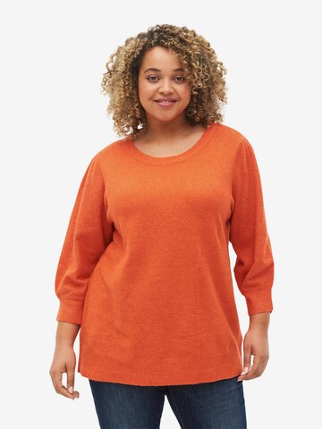 Zizzi Sweater in Orange: front