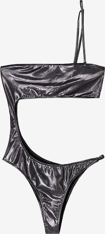 Bustier Maillot de bain Bershka en argent : devant