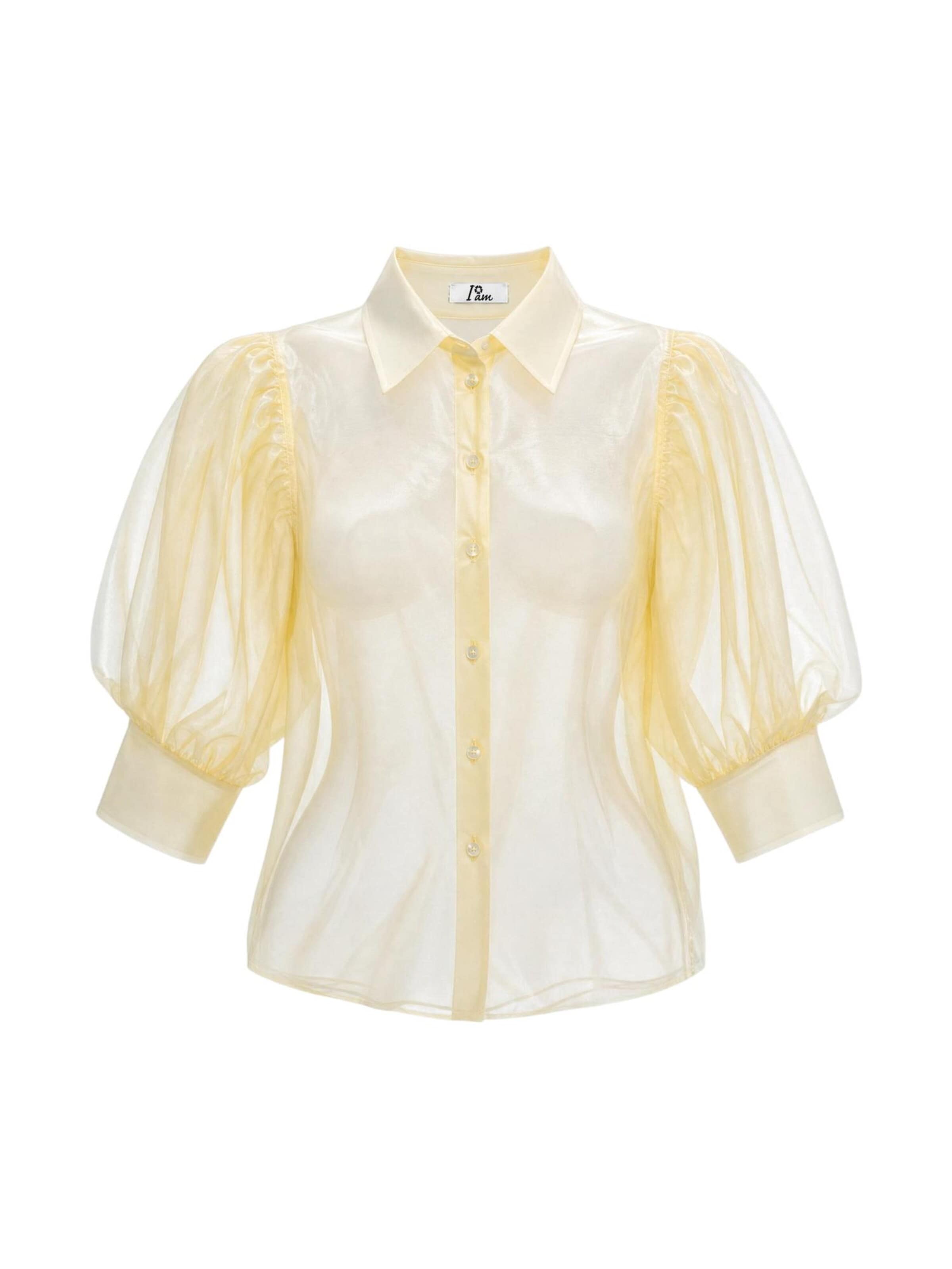 Camicia da donna 'Camicia Cotone Maniche Balloon 25621' di I AM in giallo