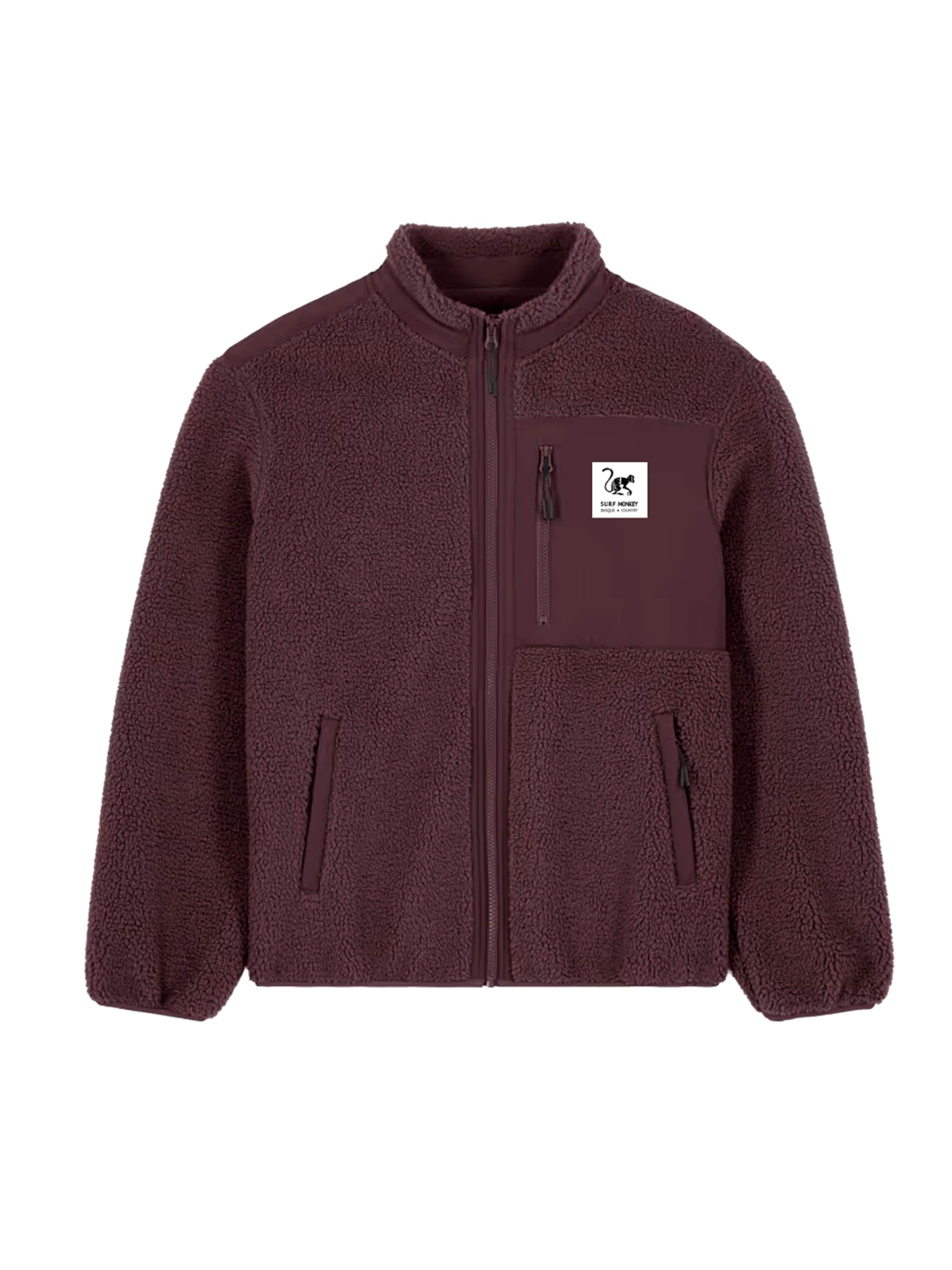 Surf Monkey Fleece jas in Rood: voorkant