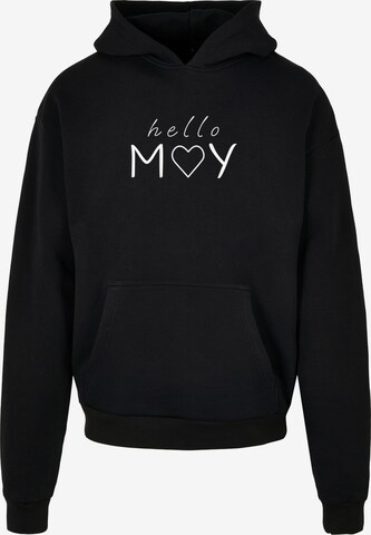 Merchcode Sweatshirt 'Spring - Hello May' in Zwart: voorkant