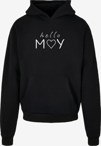 Merchcode Sweatshirt 'Spring - Hello May' in Zwart: voorkant