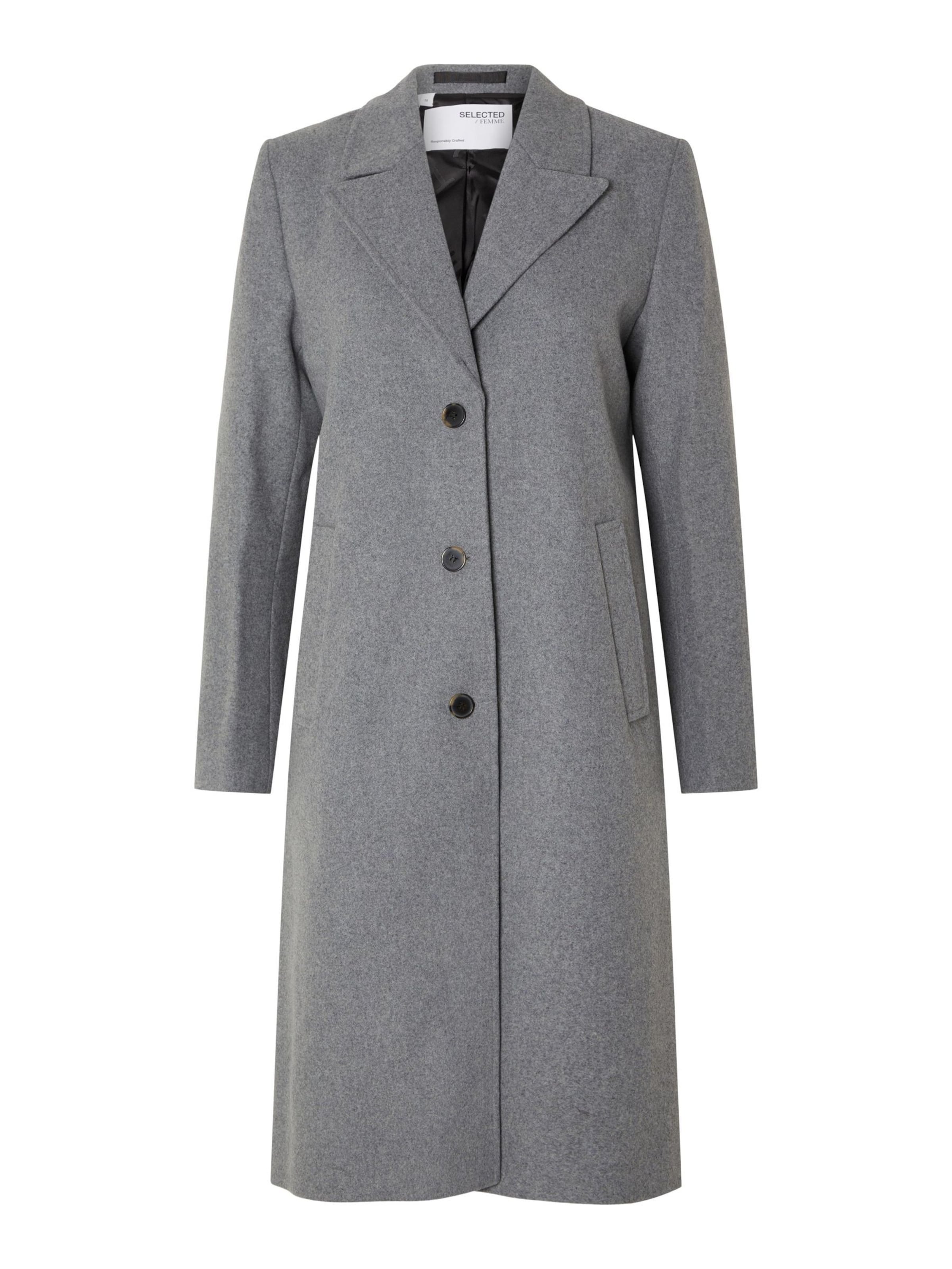 SELECTED Between-Seasons Coat 'Alma' in Grey: front