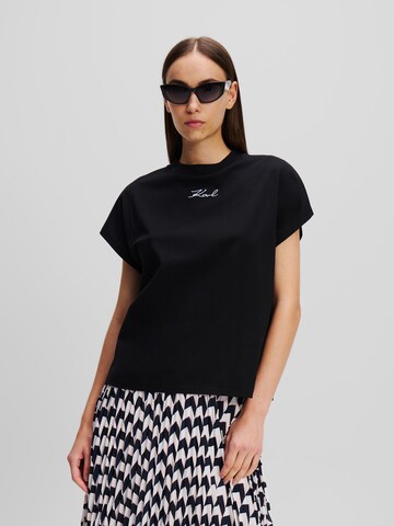 Tricou 'Signature' de la Karl Lagerfeld pe negru: față