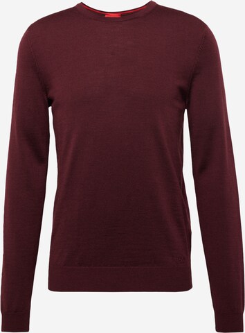 HUGO Пуловер 'San Cedric' в червено: отпред