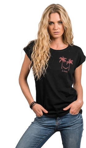 MAKAYA Shirt 'Palmen Hängematte' in Black: front
