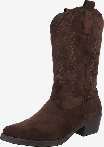 Ital-Design Cowboystiefel in Braun: Vorderseite