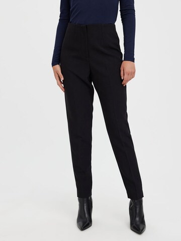 VERO MODA Tapered Bandplooibroek 'SANDY' in Zwart: voorkant