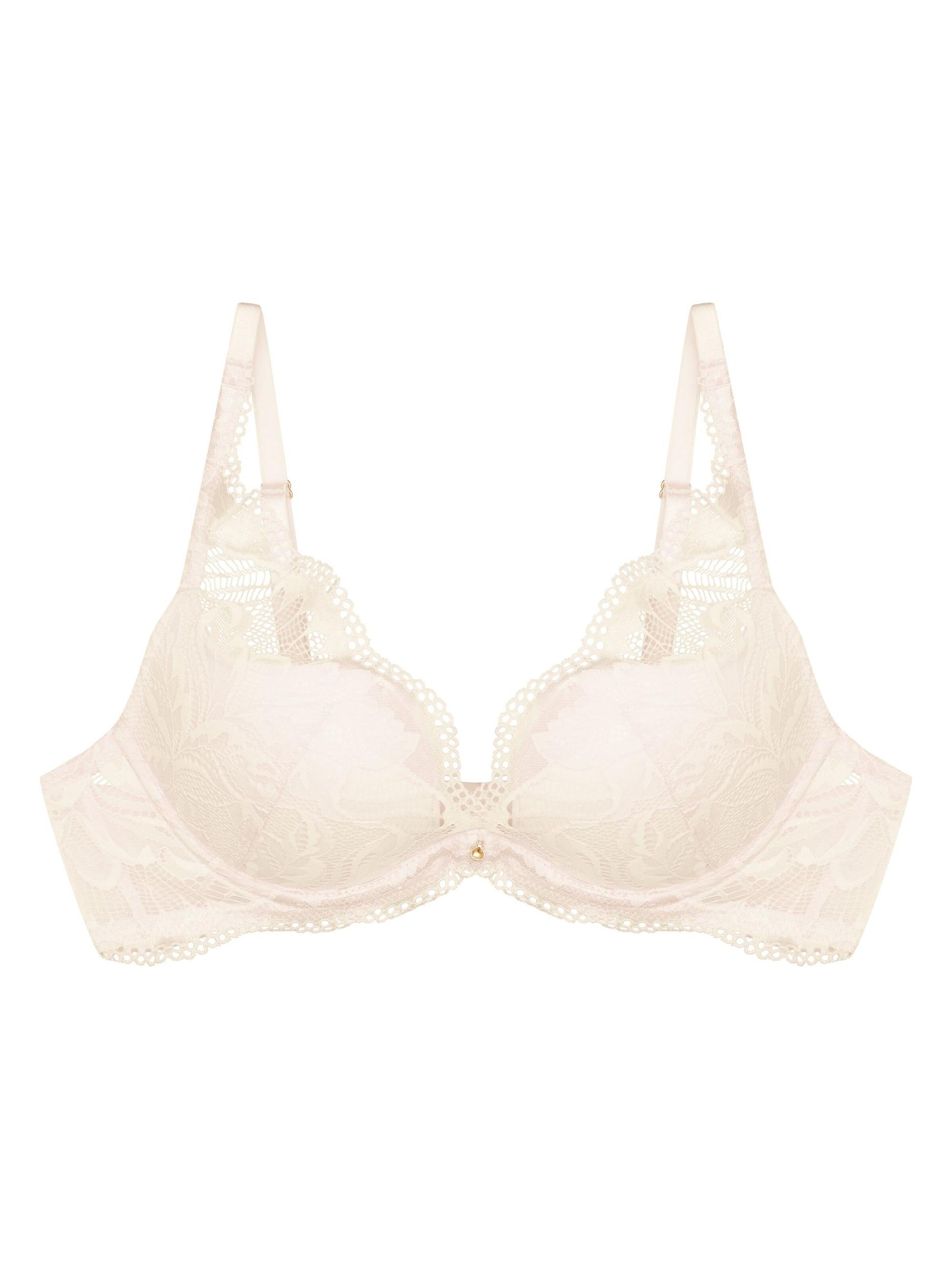 ESOTIQ - Push-up Sujetador 'Push-up-BH Kavi, florale Spitze, herausnehmbare Polster' en beige