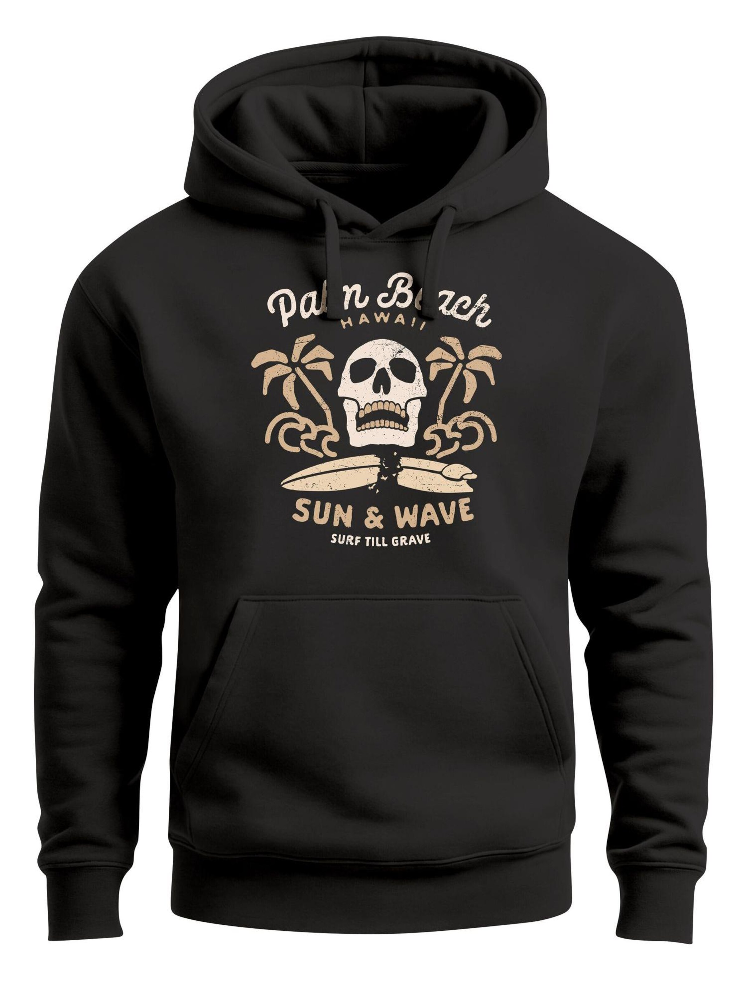 Neverless Sweatshirt 'Skull Surfing'‌‌‌‌‌‌ in Schwarz: Vorderseite