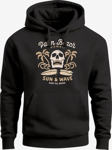 Neverless Sweatshirt 'Skull Surfing' in Schwarz: Vorderseite