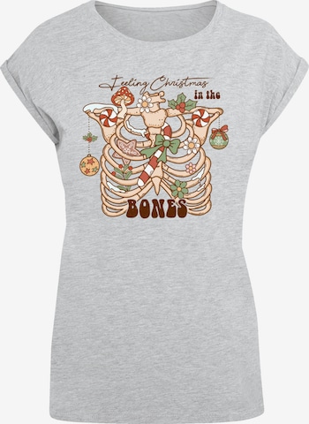 F4NT4STIC Shirt 'Feeling Christmas in the bones' in Grau: Vorderseite