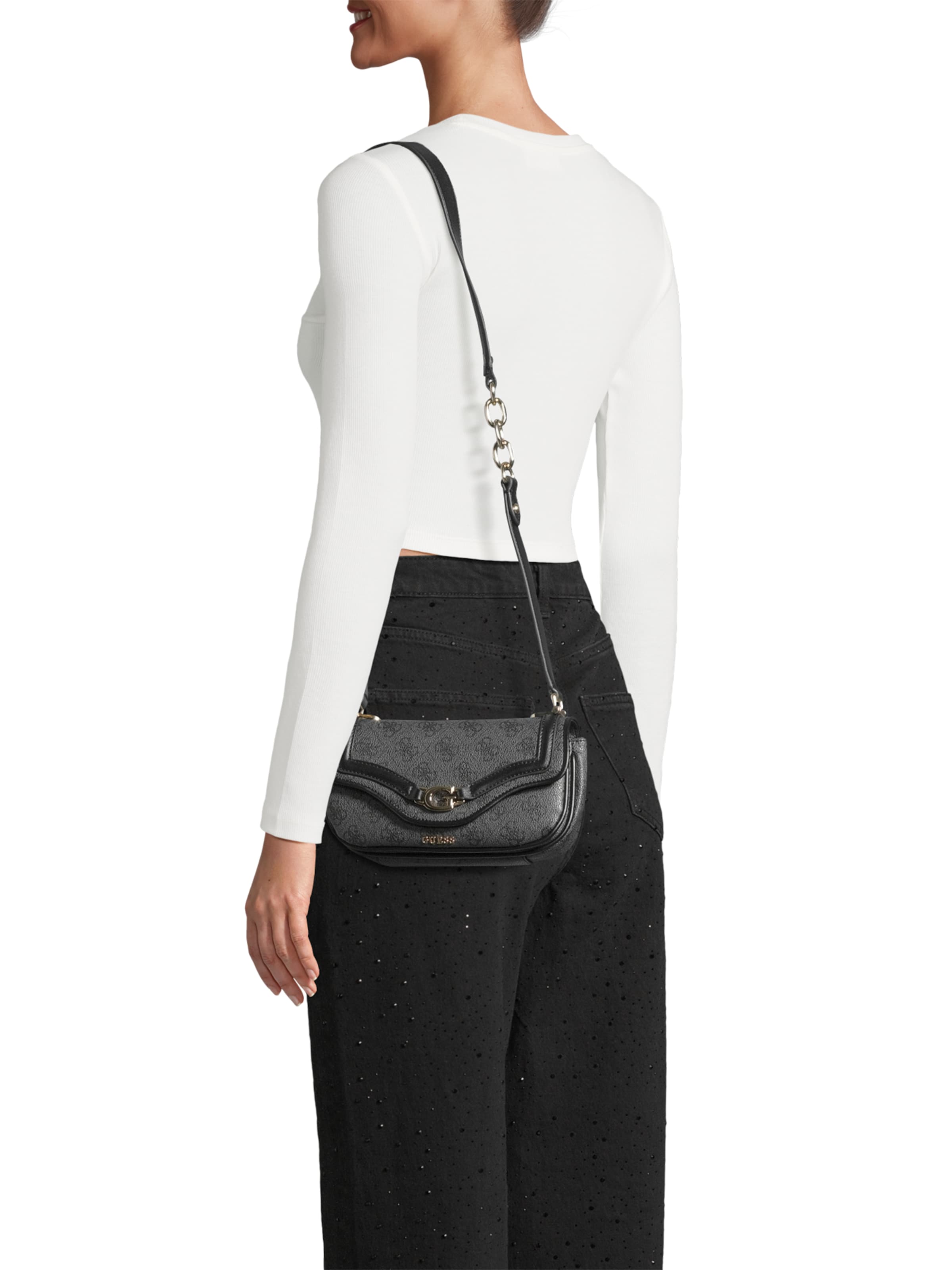 GUESSTorba preko ramena 'DEA CROSSBODY FLAP' - crna boja