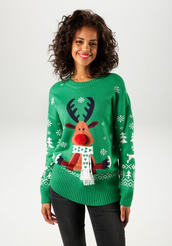 Aniston CASUAL Sweater in Green: front
