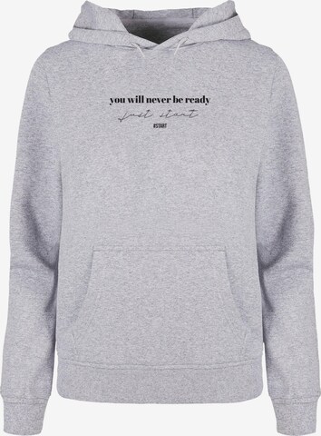 Merchcode Sweatshirt 'Just Start' in Grijs: voorkant