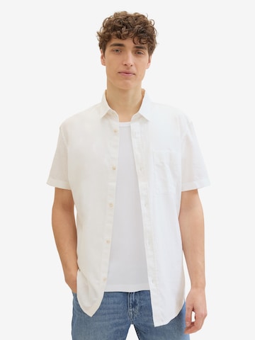 TOM TAILOR DENIM Regular fit Button Up Shirt in White: front