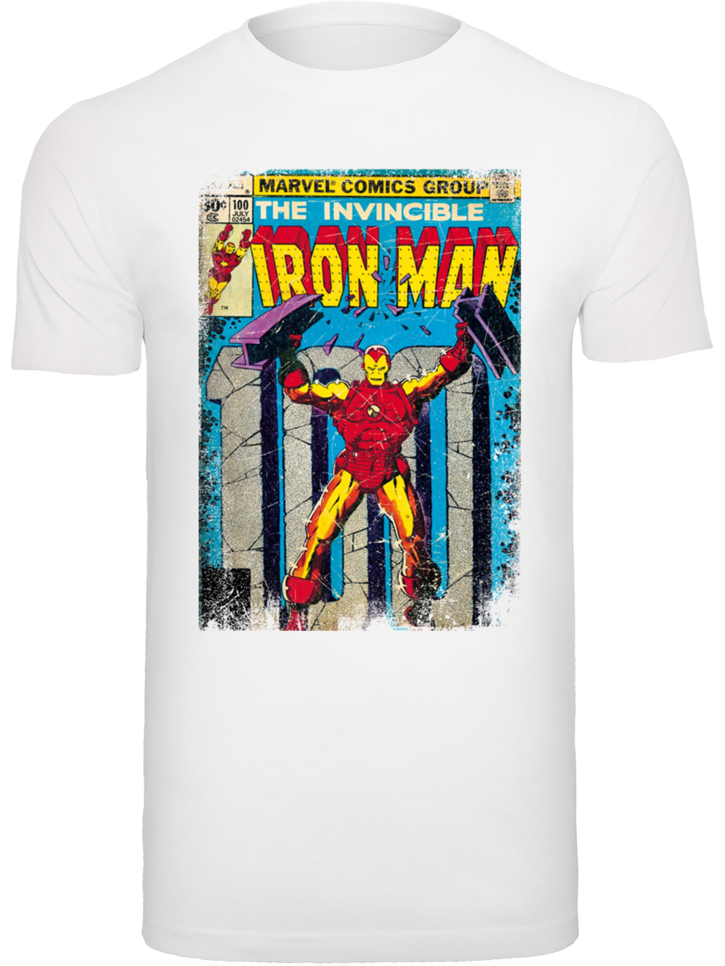 F4NT4STIC Shirt 'Marvel Iron Man Cover' in Wit: voorkant