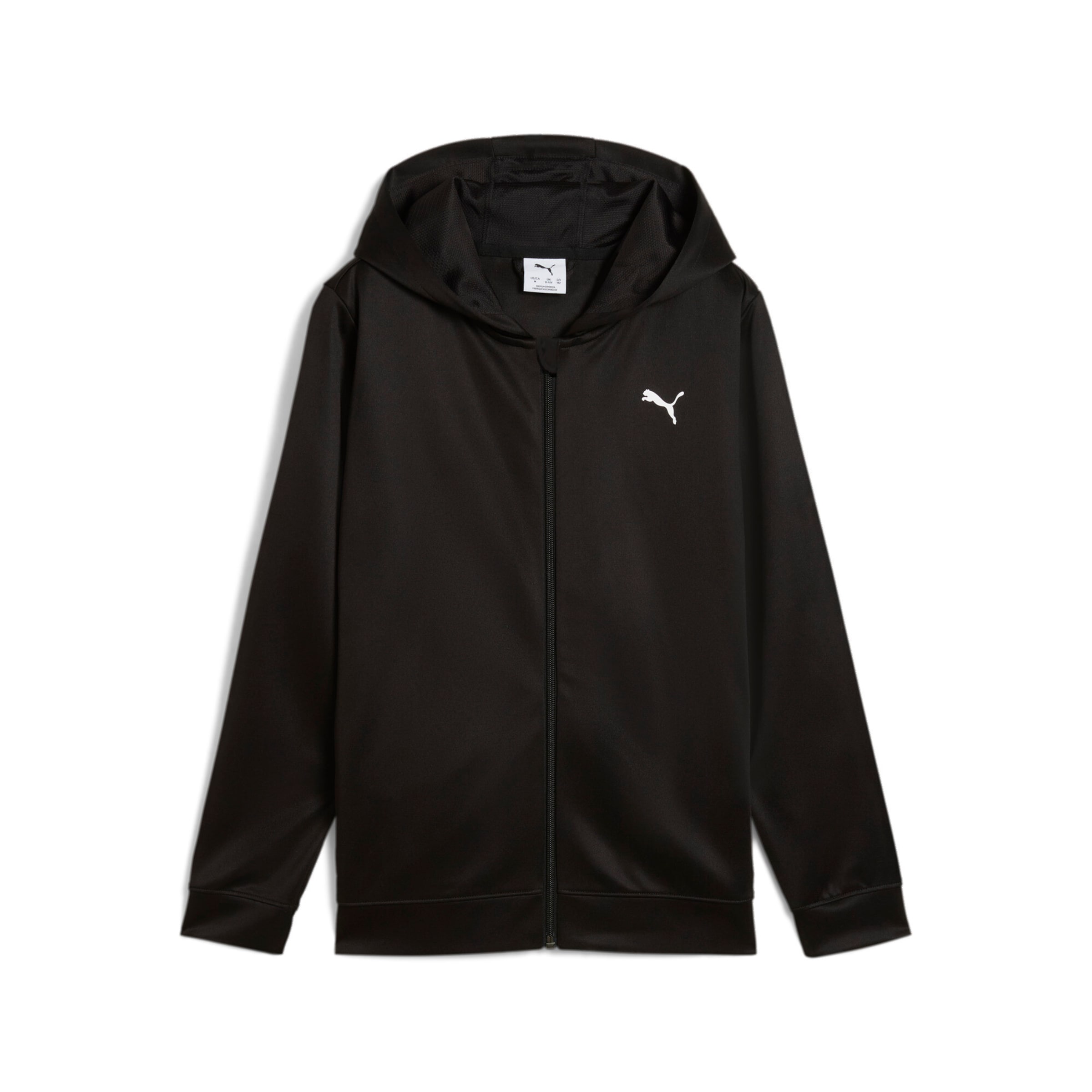 PUMA Athletic Zip-Up Hoodie in Black: front