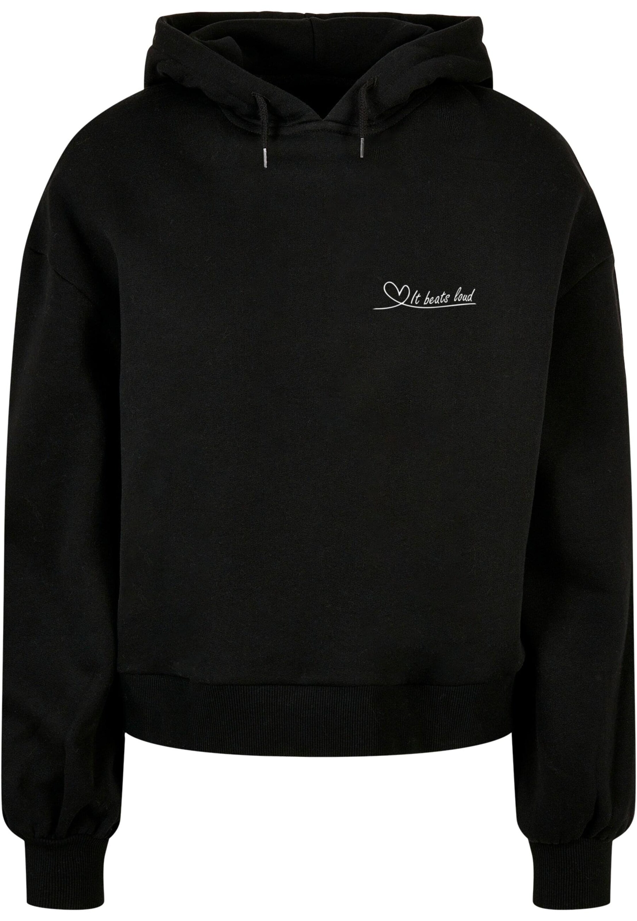 Merchcode Sweatshirt 'It Beats Loud' in Zwart: voorkant