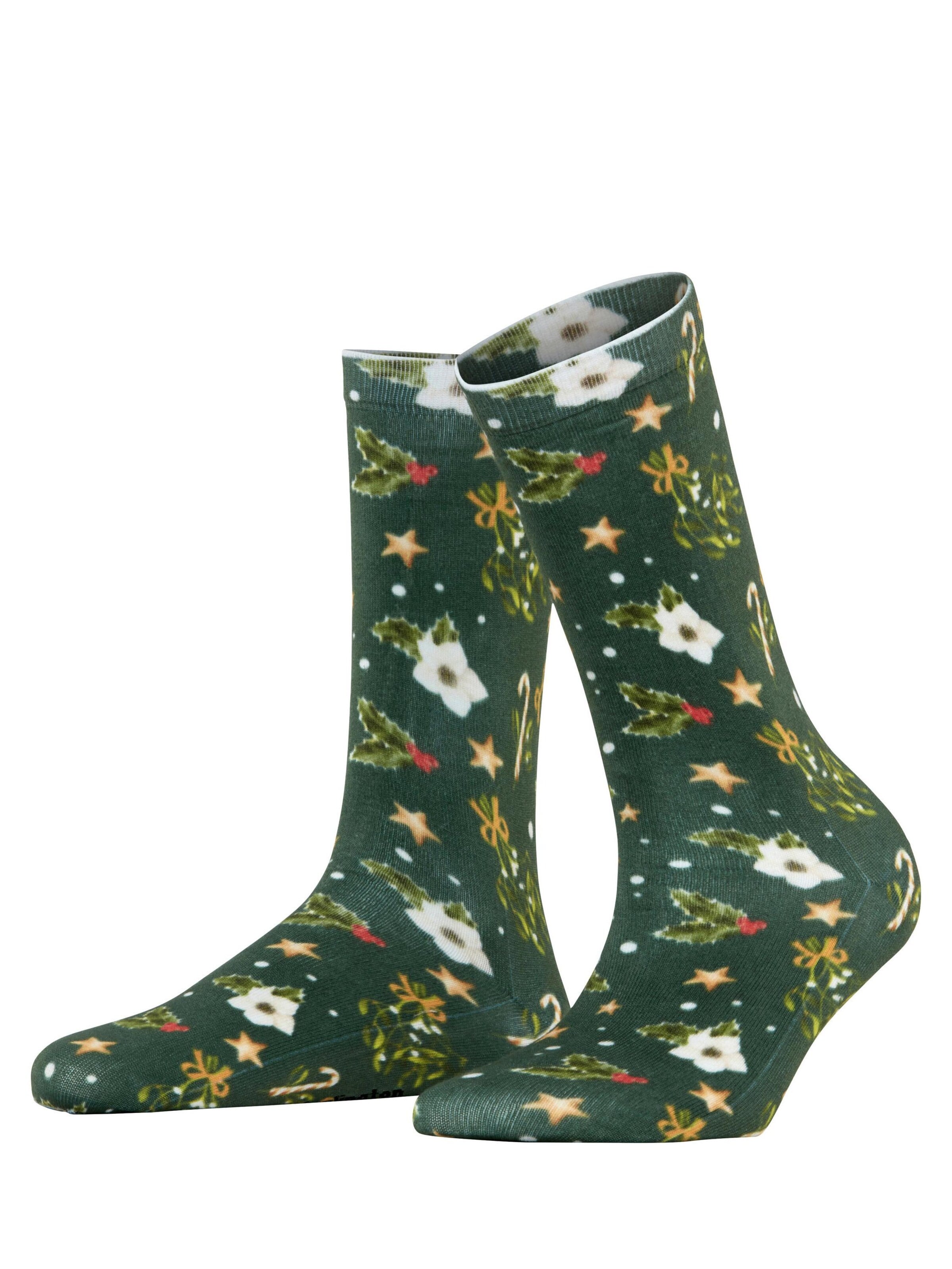 BURLINGTON Socks 'Fancy Christmas' in Green: front