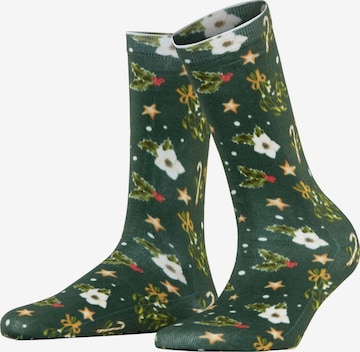 BURLINGTON Socks 'Fancy Christmas' in Green: front