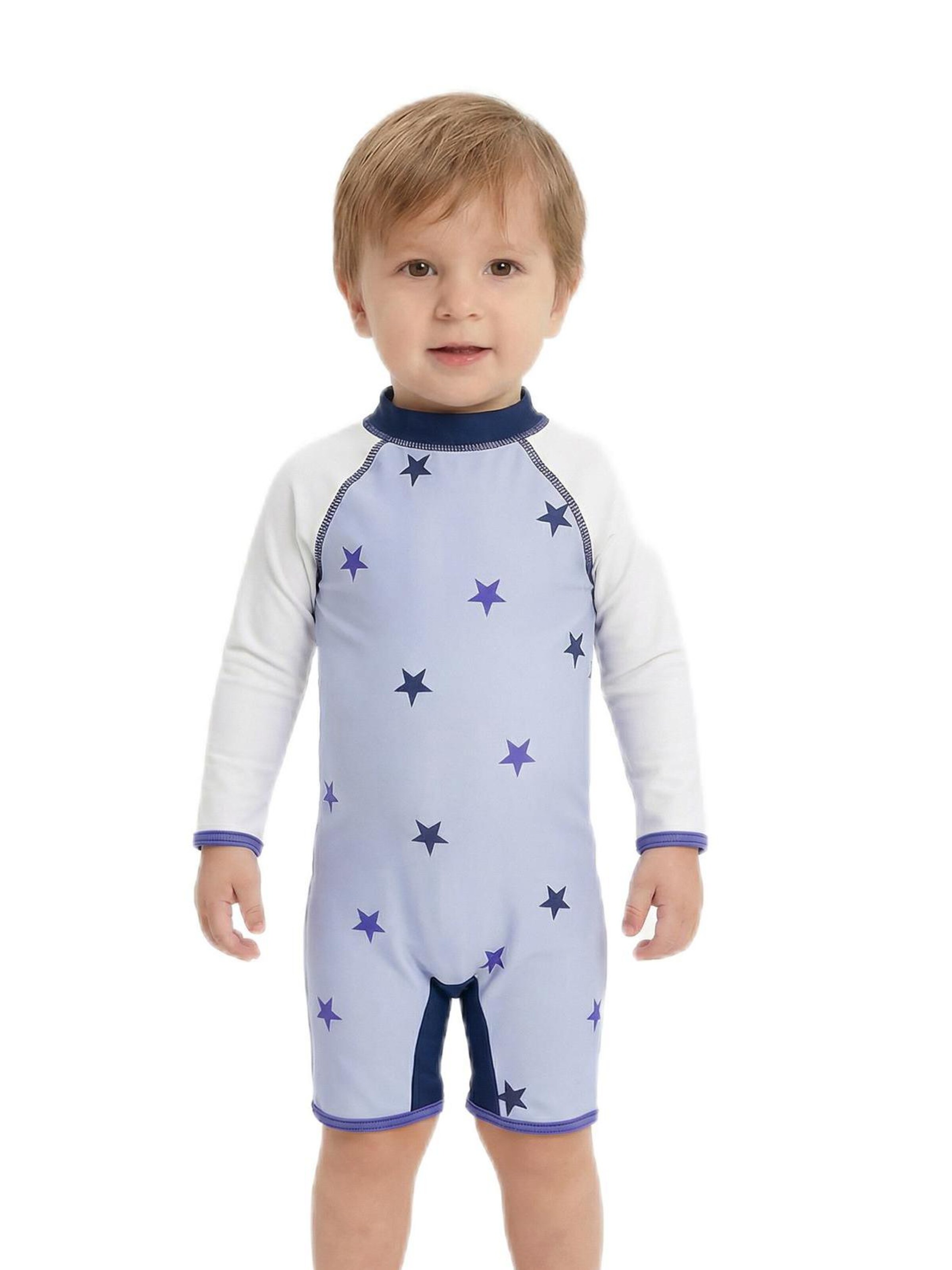 BONVERANO Athletic Swimwear 'Baby Jungen UV Badeanzug 50+ Langarm Reißverschluss inkl Sonnenhut' in Purple: front