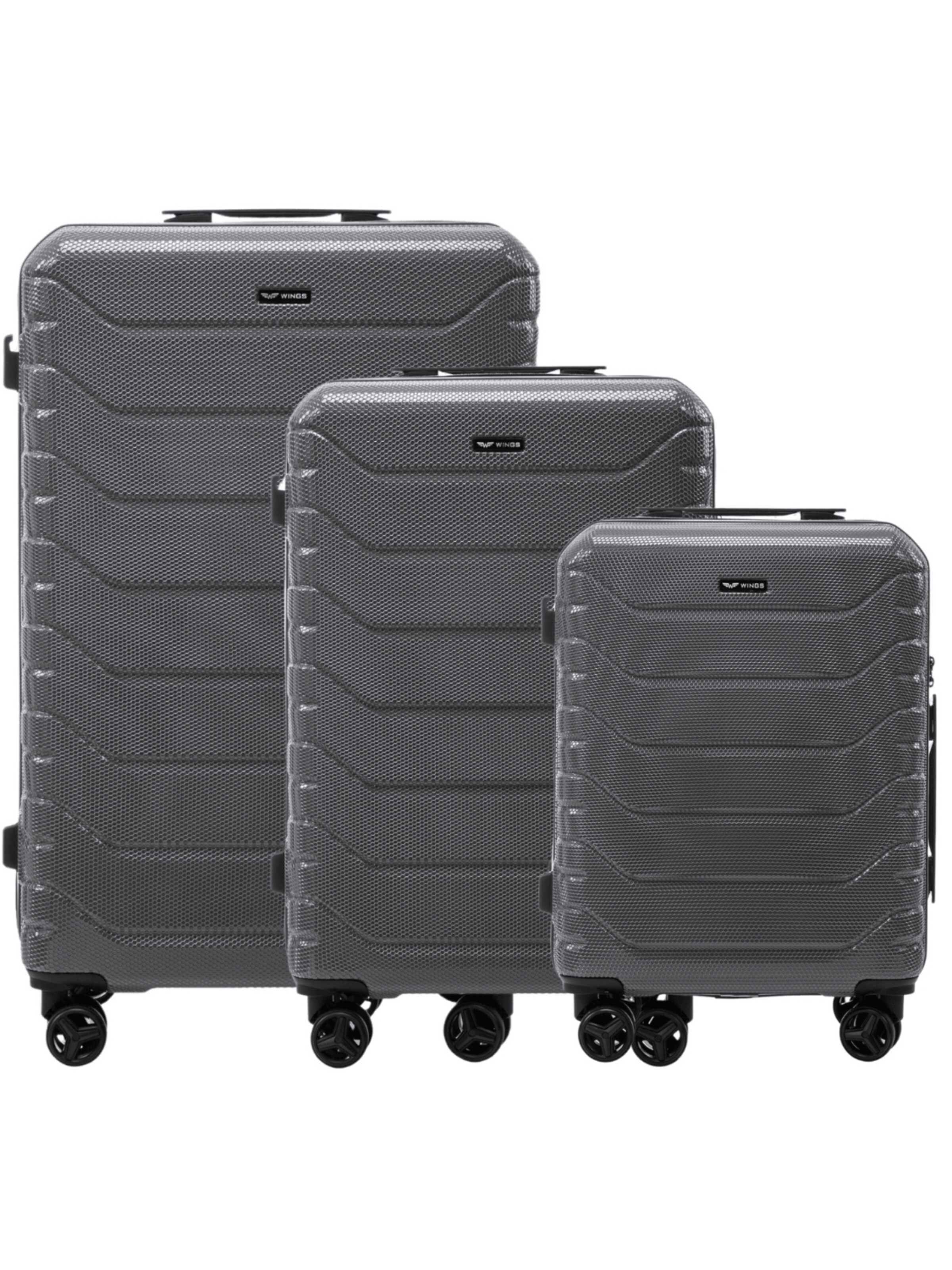 WINGS Trolley 'WINGS CRAKE Suitcase Set S M L Polycarbonate Travel Luggage with TSA Lock'‌‌‌‌‌‌ in Grau: Vorderseite