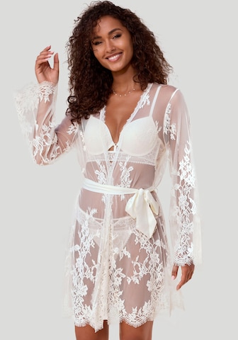 LASCANA Dressing Gown in White: front