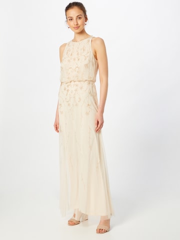 Papell Studio - Vestido de noche en beige: frente