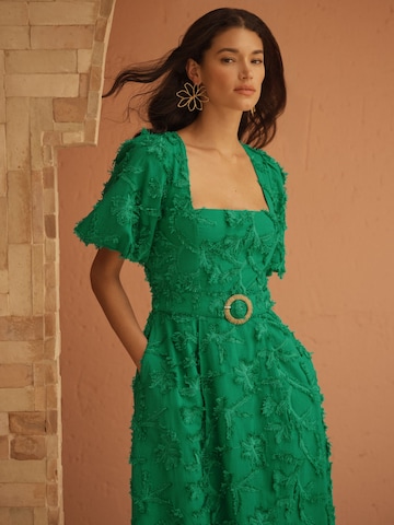 Robe love & roses en vert