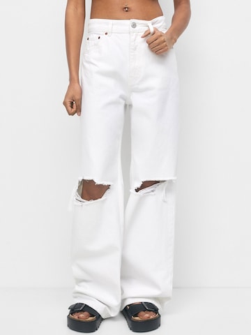 Wide Leg Jean Pull&Bear en blanc