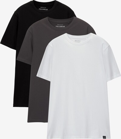 Pull&Bear T-Shirt in dunkelgrau / schwarz / weiß, Produktansicht