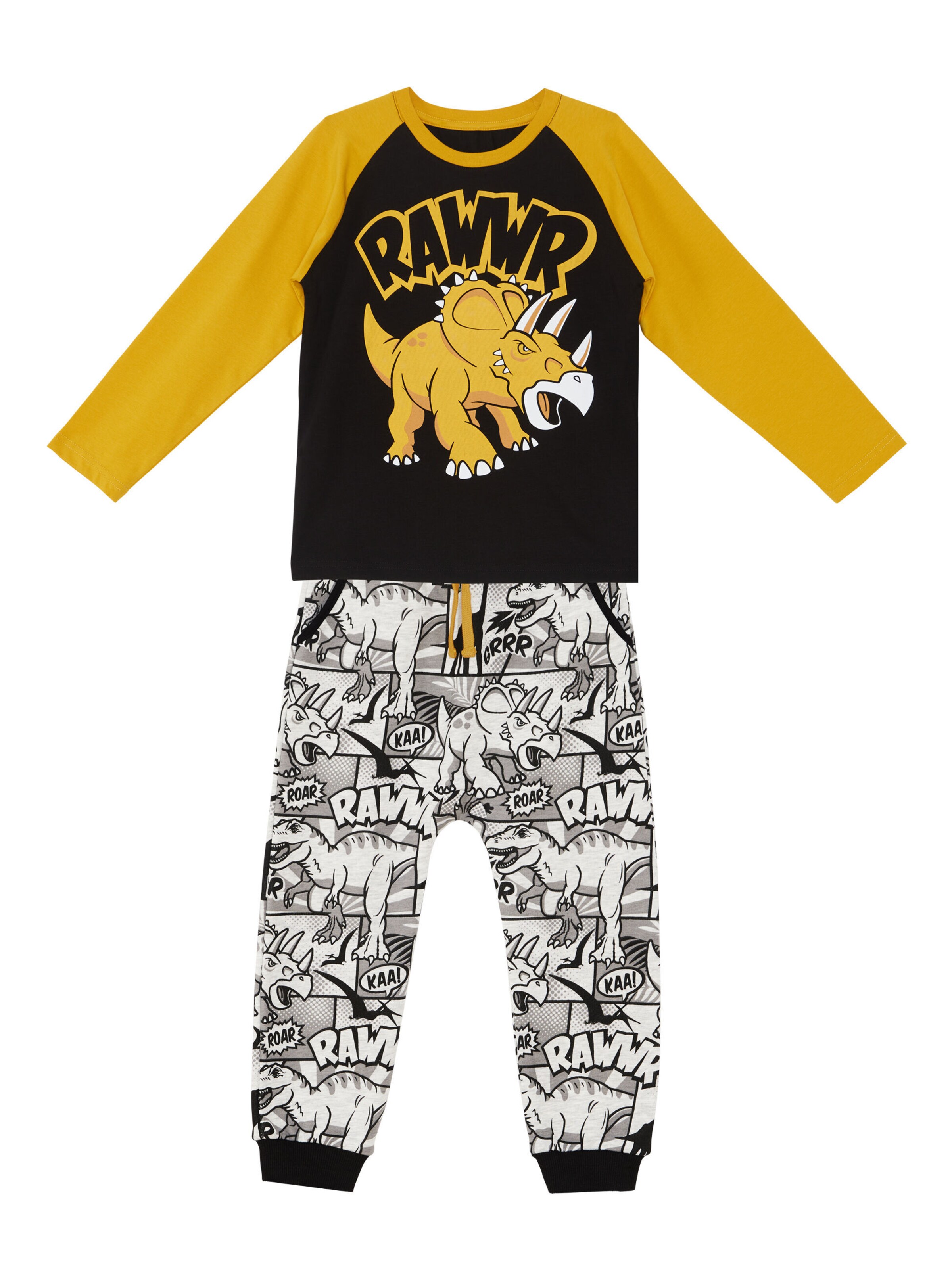 Denokids Set 'Rawr' in Schwarz: Vorderseite