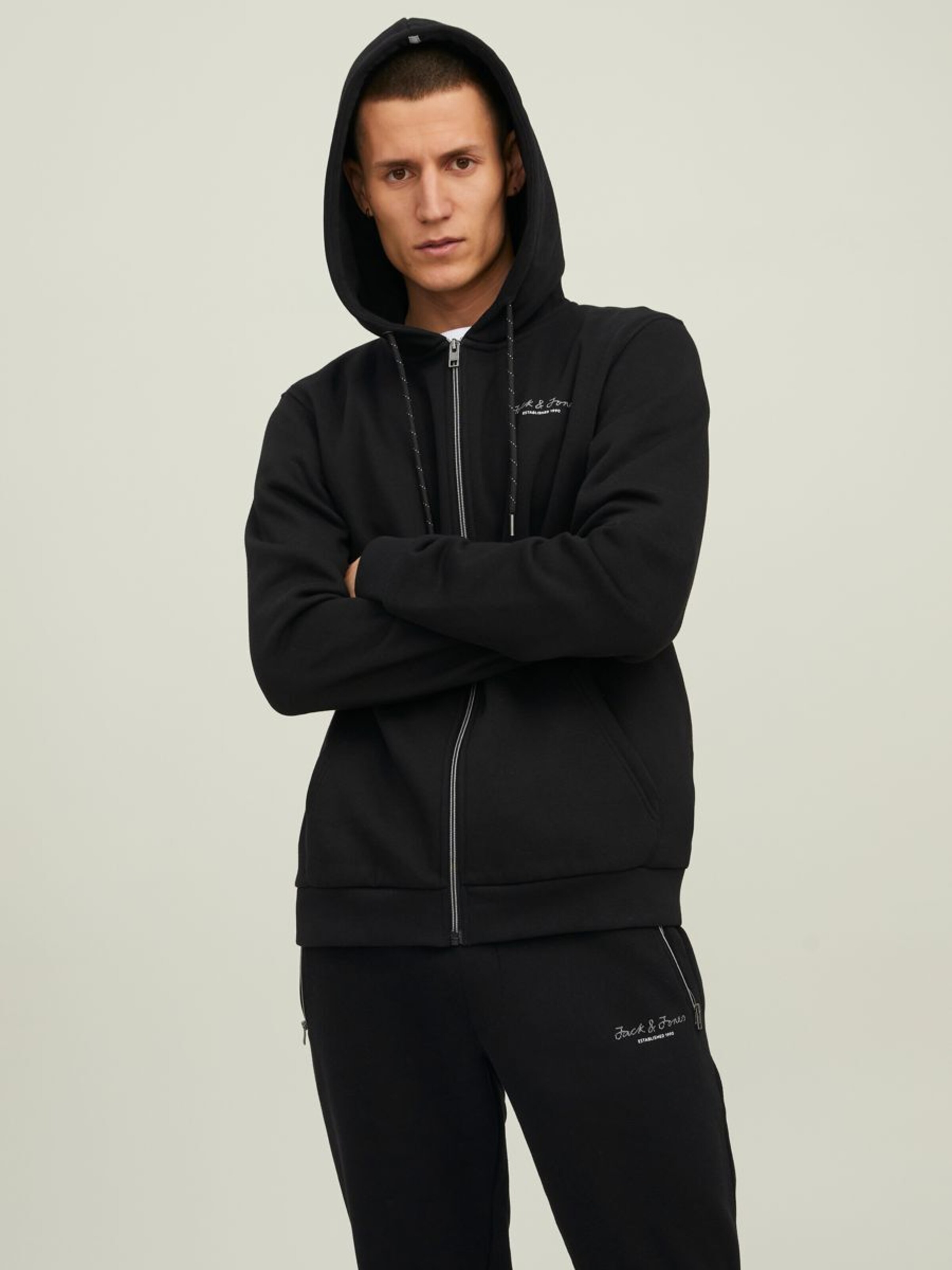 Männer Sweat JACK & JONES Sweatjacke in Schwarz - WU60504 Männer Sweat JACK & JONES Sweatjacke in Schwarz - WU60504