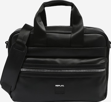 REPLAY Laptop Bag in Black: front