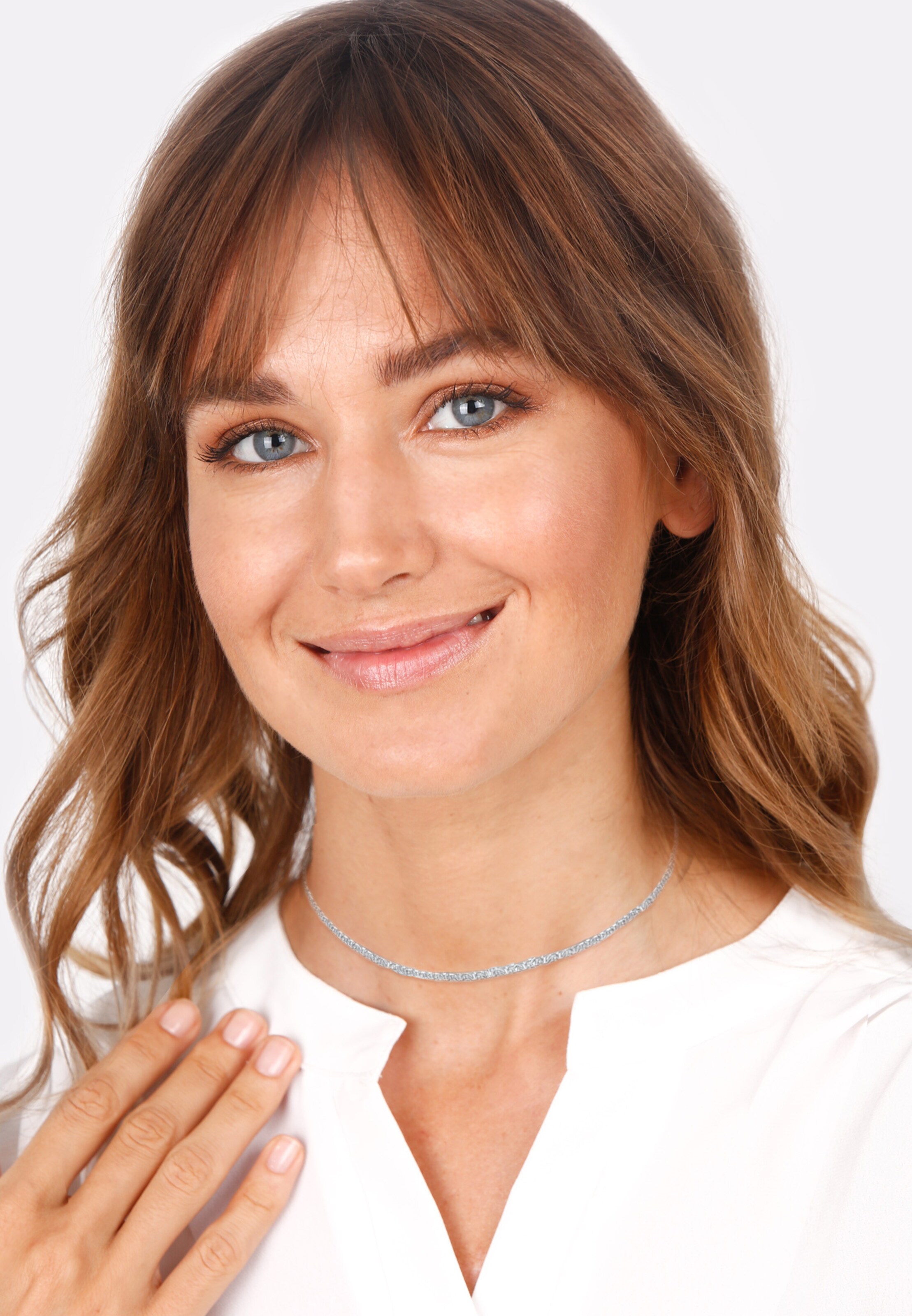 ELLI PREMIUM Halskette Basic Kette, Choker in Silber: Vorderseite