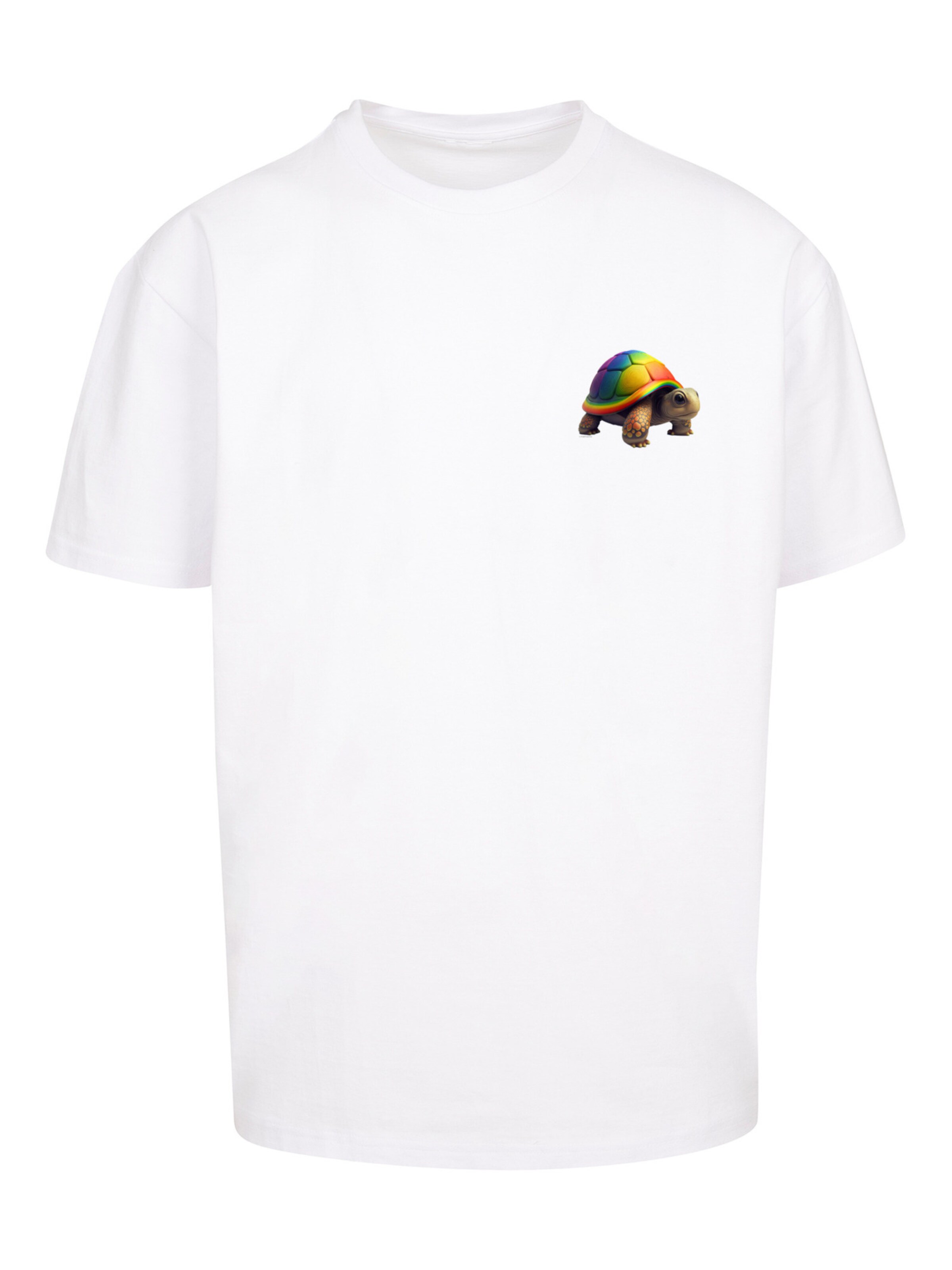 T-Shirt 'Rainbow Turtle' F4NT4STIC en blanc : devant