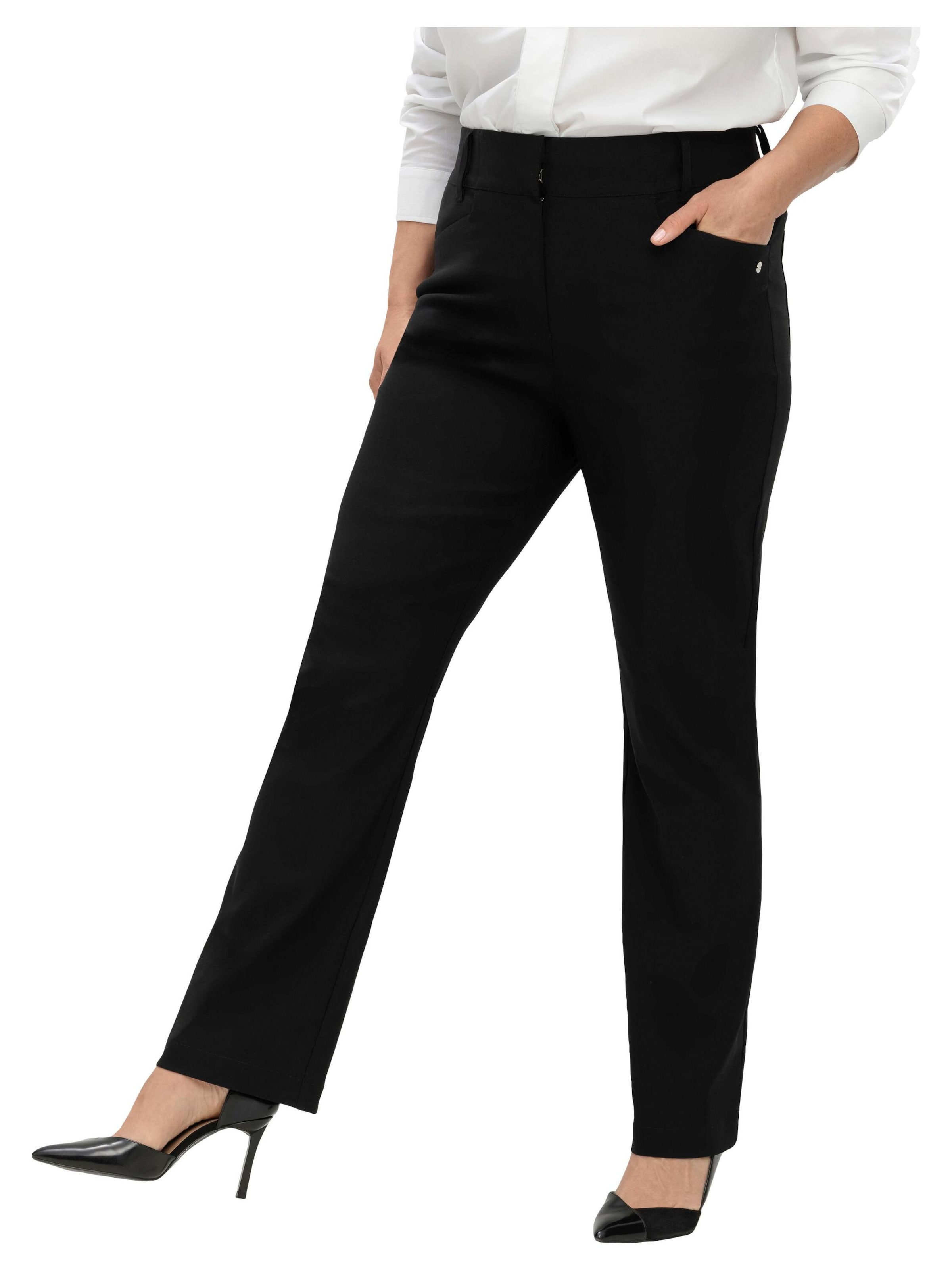 Regular Pantalon 'Curve Perfect' SHEEGO en noir : devant