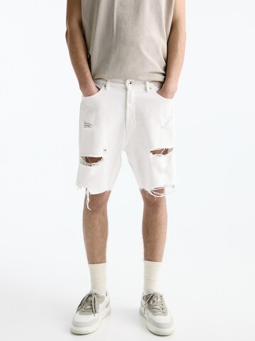Pull&Bear Loosefit Shorts in Weiß: Vorderseite