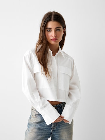 Chemisier Bershka en blanc : devant