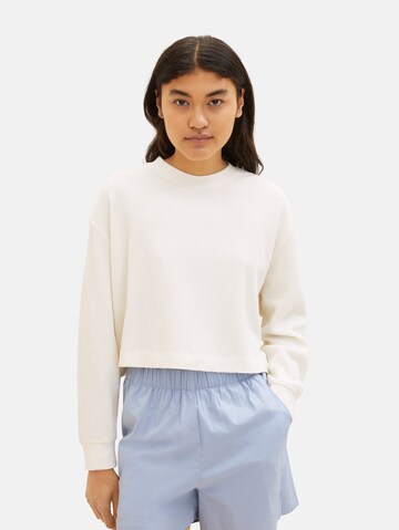 TOM TAILOR DENIM Sweatshirt in White: front