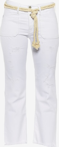 Le Temps Des Cerises Boot cut Pants 'PRICILIA' in White: front